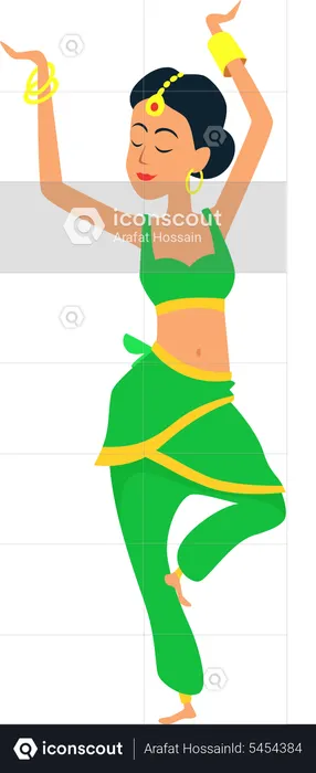 Femme aime la danse Bharatnatyam  Illustration