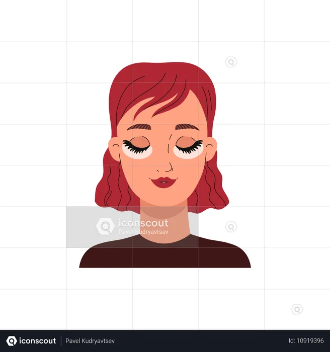 Une femme applique des cils artificiels  Illustration