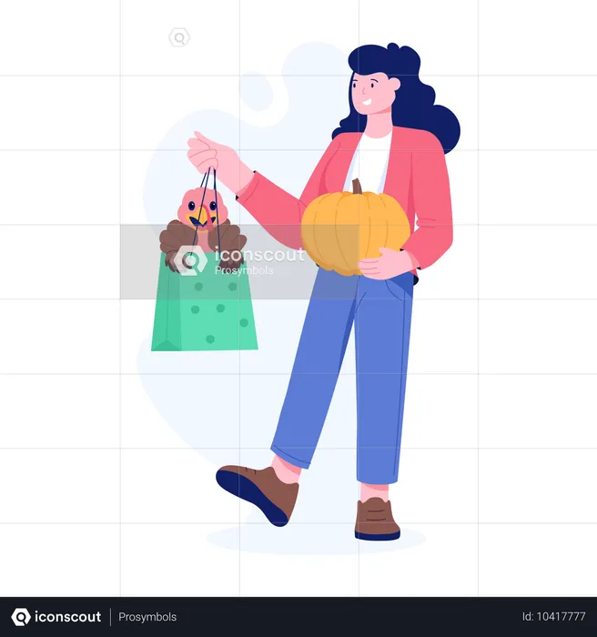 Une femme profite de ses achats pour Thanksgiving  Illustration