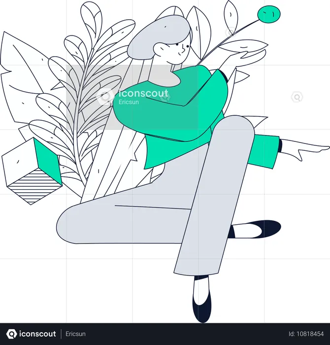 Femme assise dans la joie  Illustration