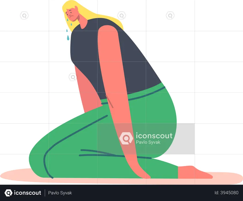 Femme assise et pleurant  Illustration