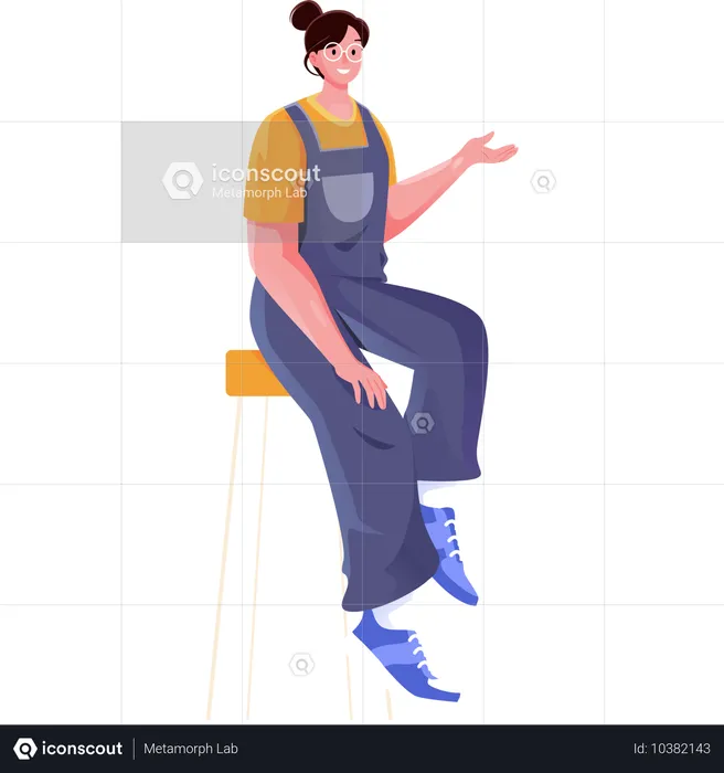 Une femme assise tranquillement expliquant quelque chose  Illustration