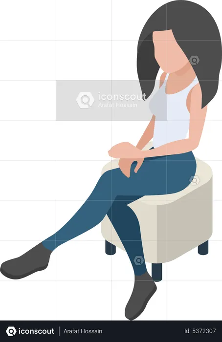 Femme assise sur un canapé  Illustration