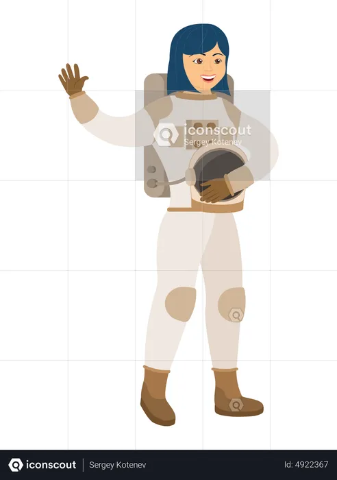 Femme astronaute disant bonjour  Illustration