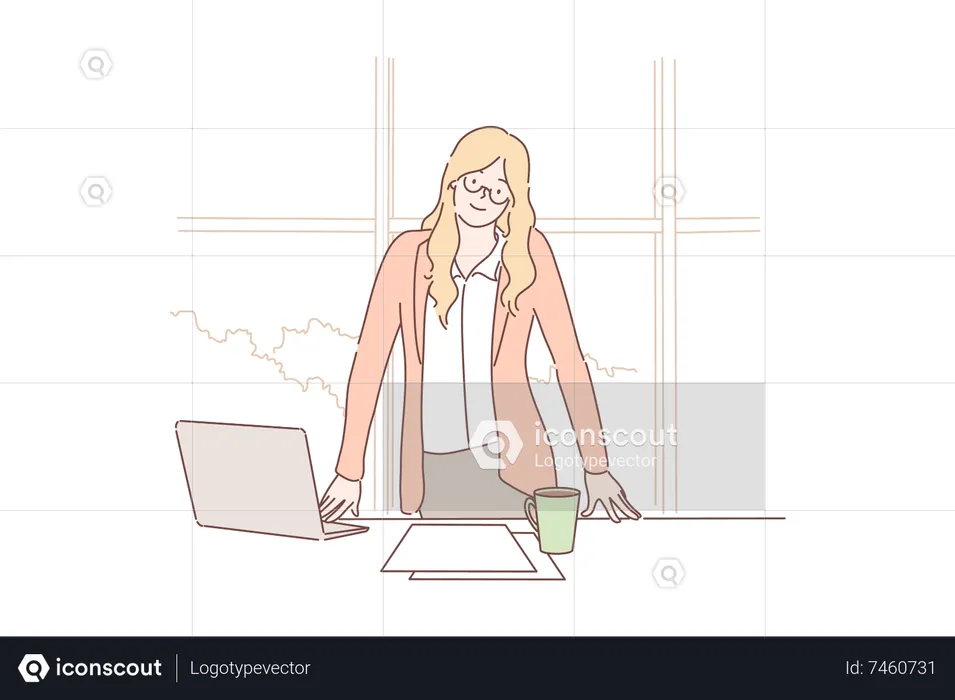 Femme au bureau  Illustration