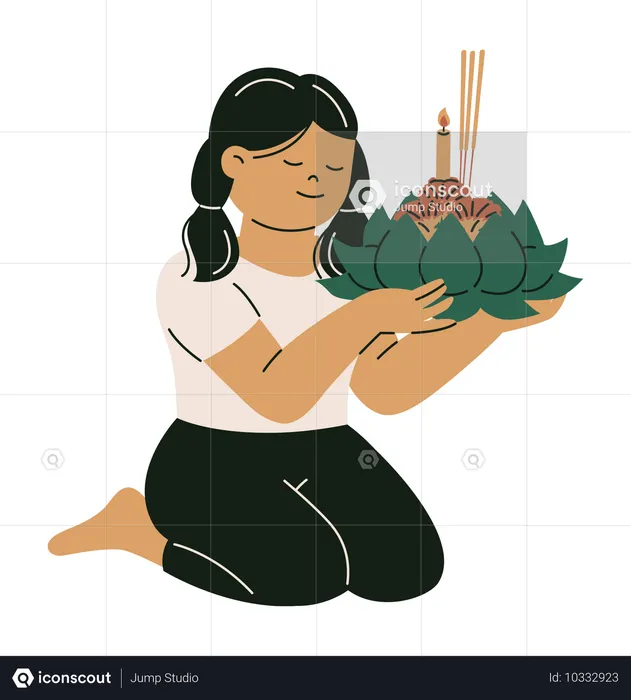 Une femme au festival de Loy Krathong  Illustration