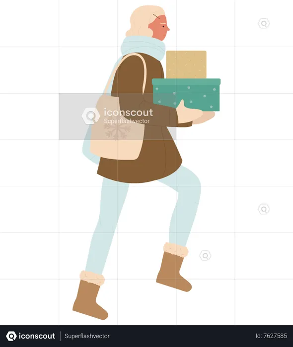 Femme avec des cadeaux  Illustration