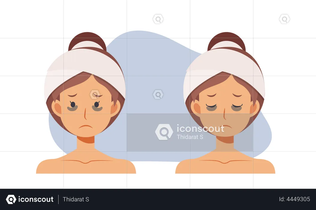 Femme avec des cernes sur le visage  Illustration