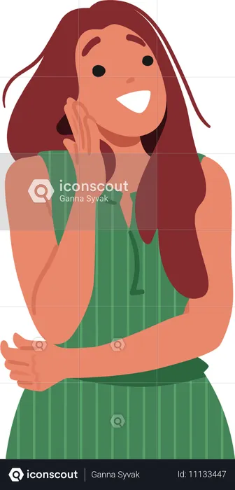 Femme avec une expression de visage ravie  Illustration