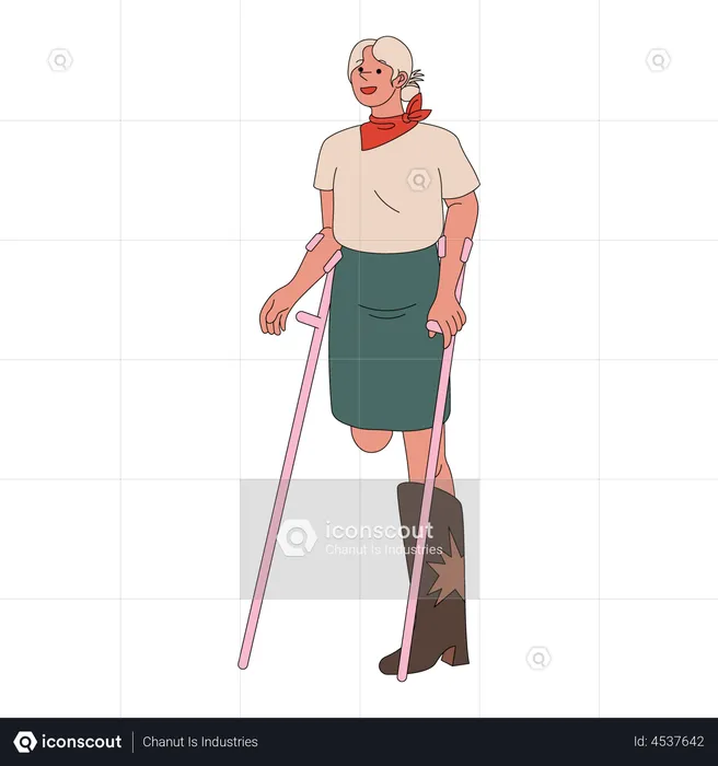 Femme handicapée à la jambe  Illustration