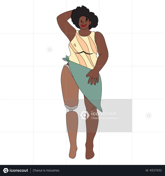 Femme handicapée à la jambe  Illustration