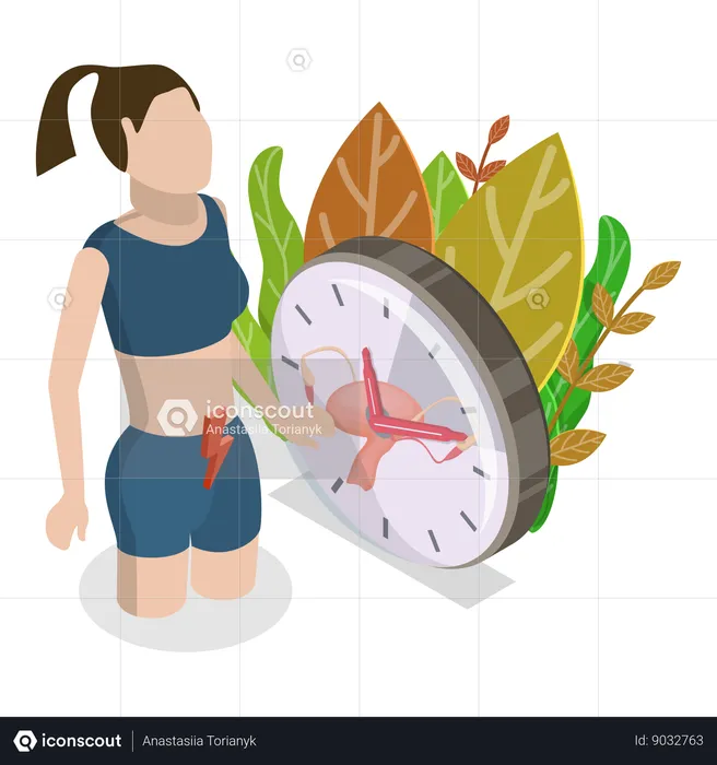 Femme avec montre menstruelle  Illustration