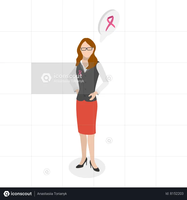 Femme avec des rubans de soutien roses  Illustration