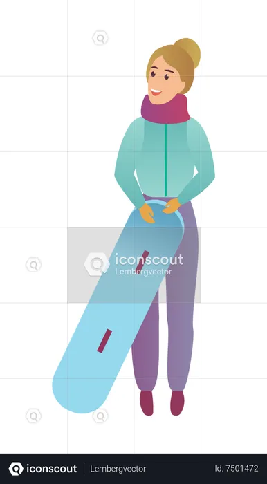 Femme avec snowboard  Illustration