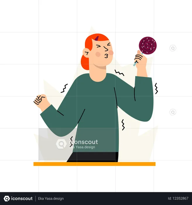 Femme avec une sucette  Illustration