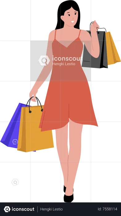 Femme avec un sac à provisions  Illustration