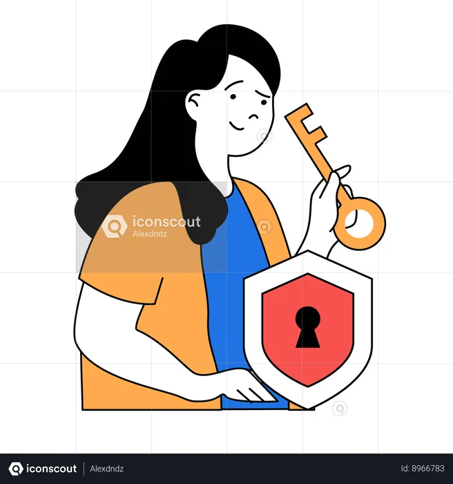 Une femme a accès au verrouillage Web  Illustration