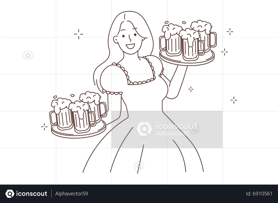 Femme barman  Illustration