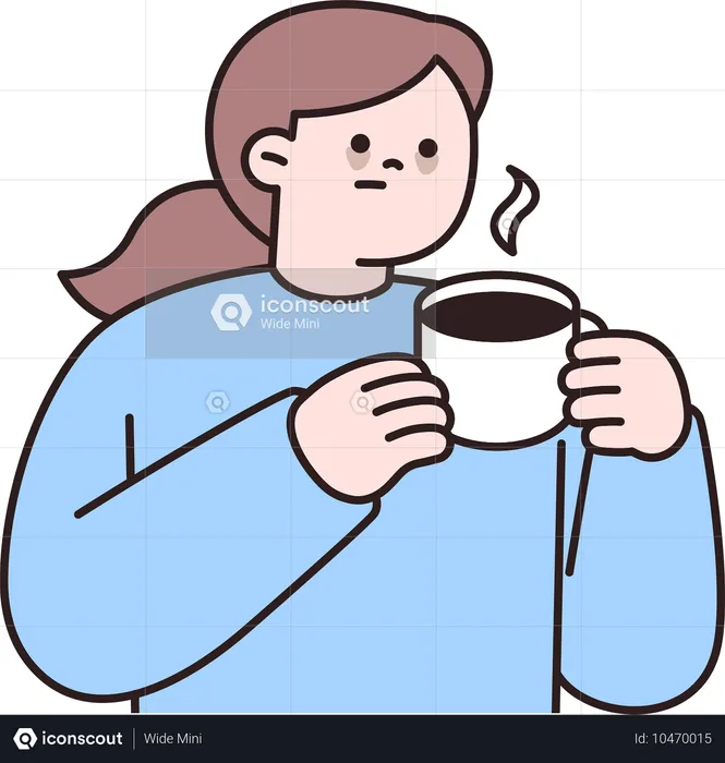 Une femme boit du café à cause du stress  Illustration