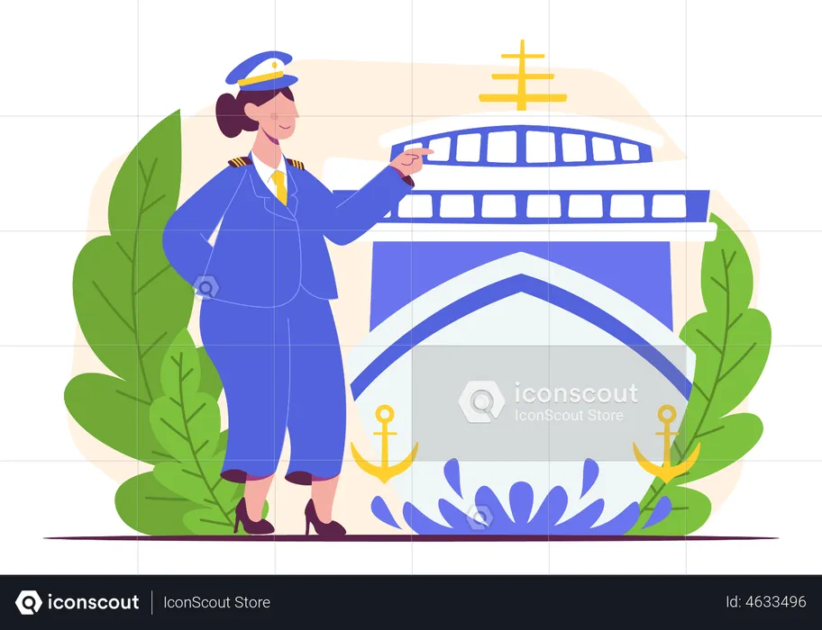 Femme capitaine de navire  Illustration