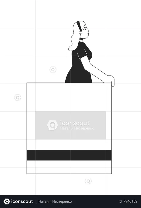 Femme caucasienne restant sur le balcon  Illustration