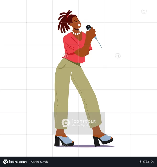 Femme chantant et se produisant lors d'un concert  Illustration