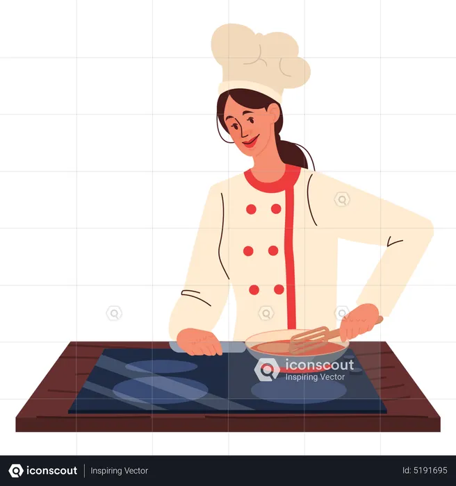 Femme chef cuisinier  Illustration