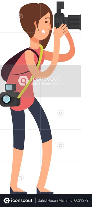 Femme cliquant sur la photo  Illustration