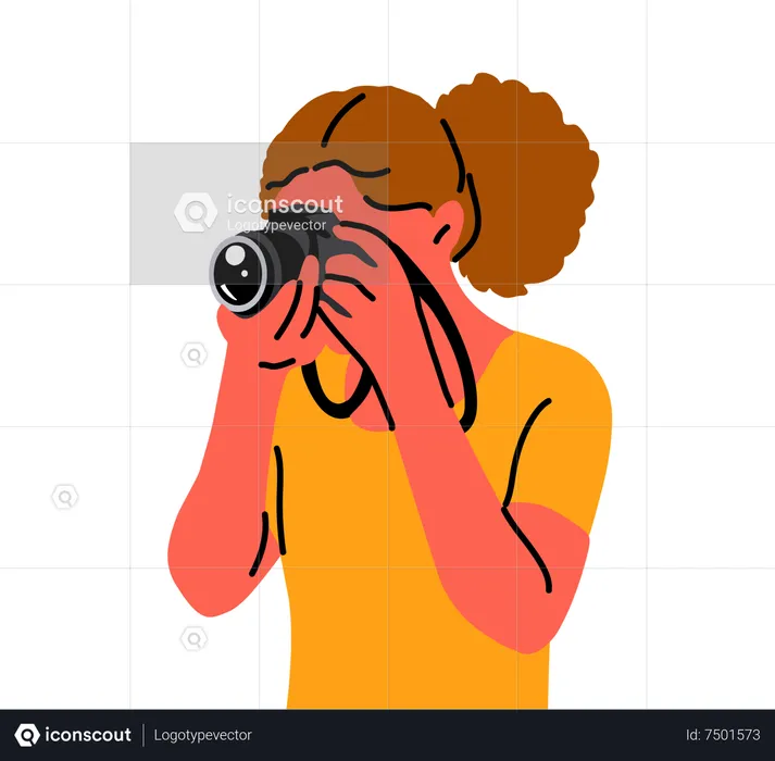 Femme cliquant sur une photo à l'aide d'un appareil photo  Illustration