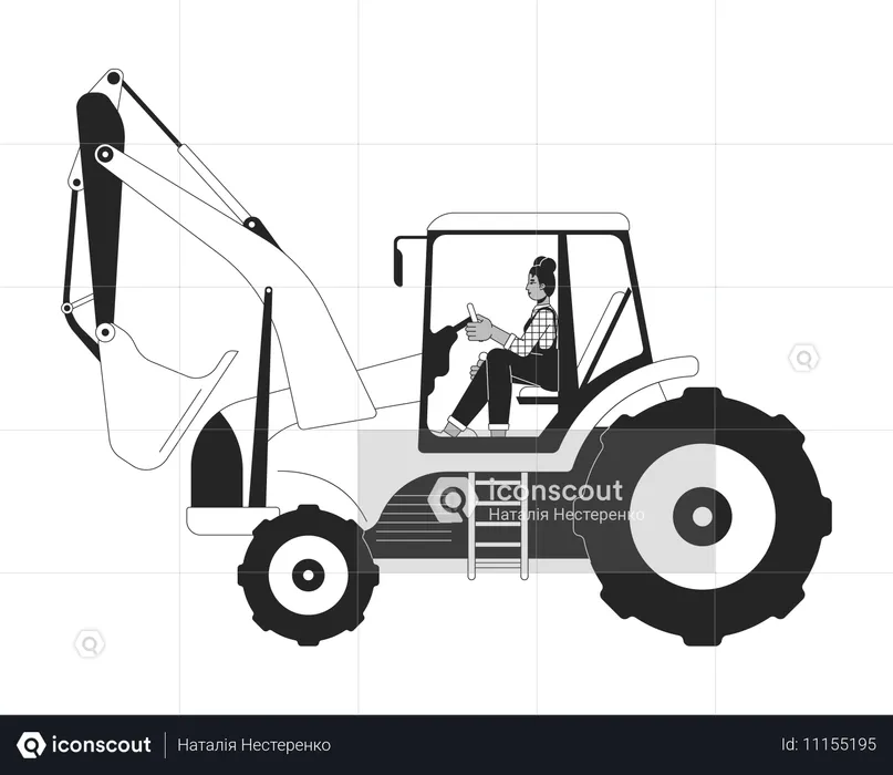 Femme conduisant une excavatrice  Illustration