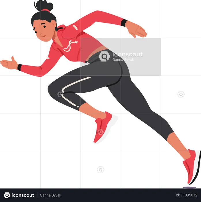 Femme qui court dans une course à pied  Illustration