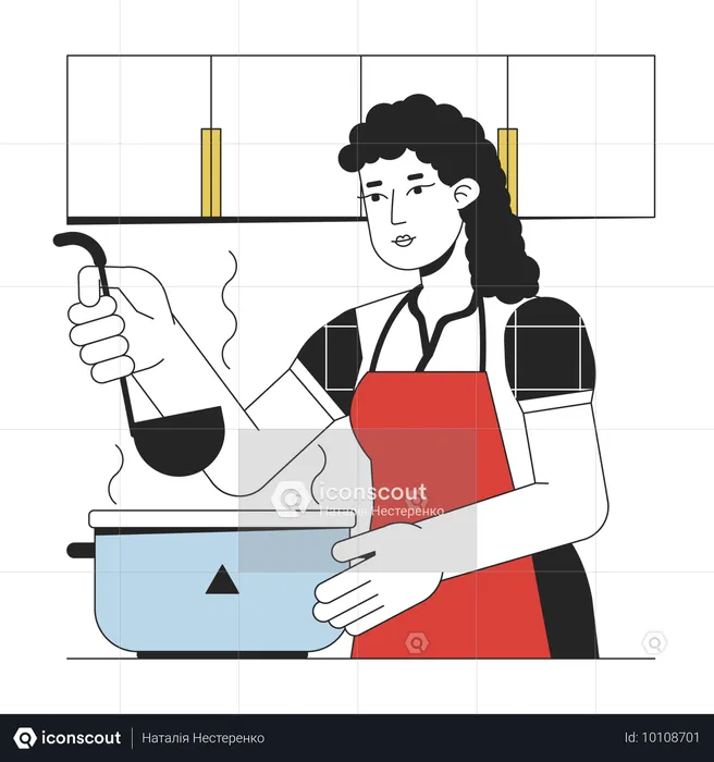 Femme cuisinant à la maison  Illustration