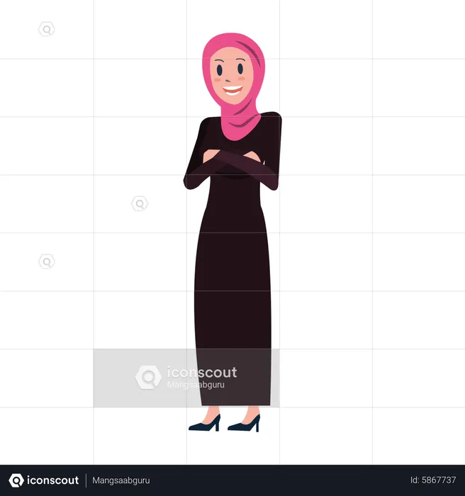 Femme d'affaires arabe bras croisés  Illustration