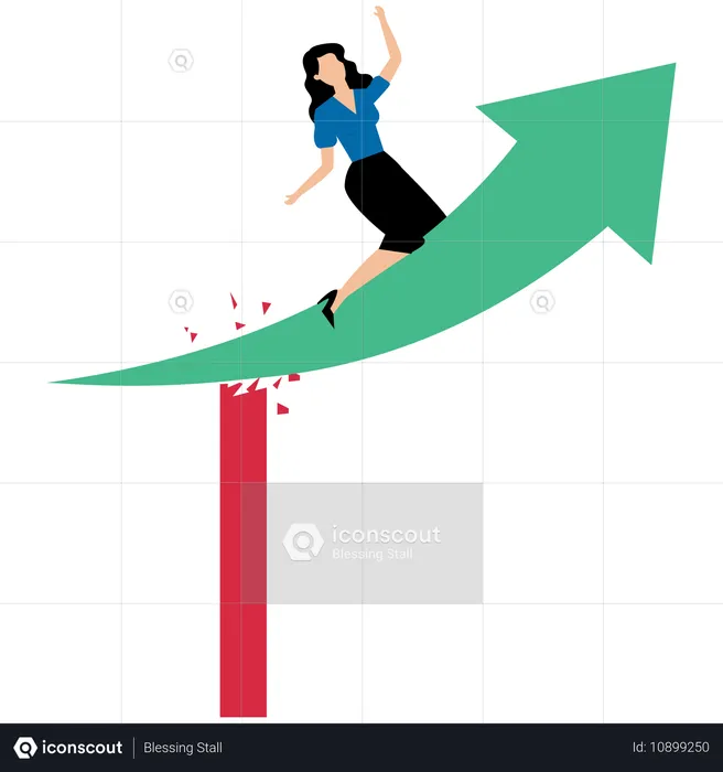 Une femme d'affaires qui brise les barrières commerciales  Illustration