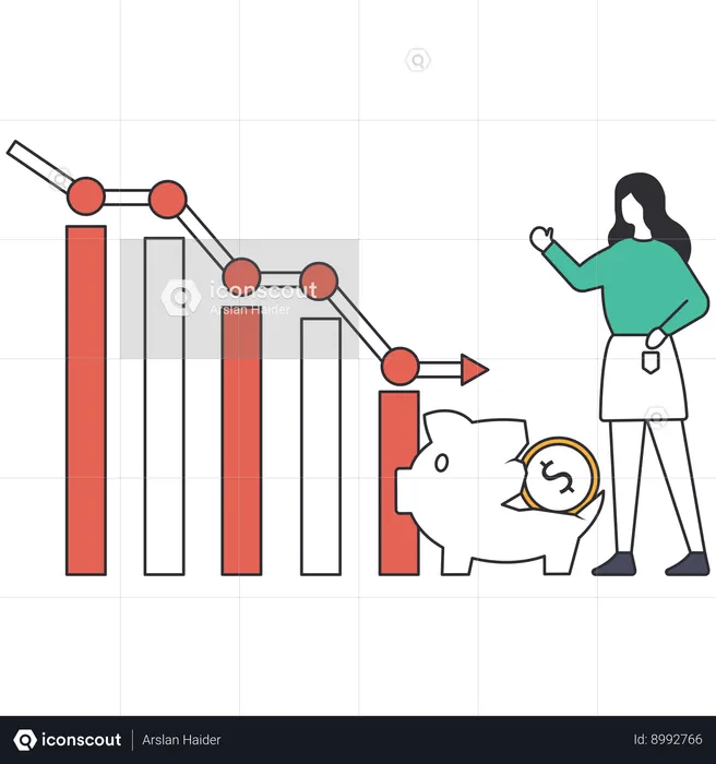 Femme d'affaires face à la crise financière  Illustration