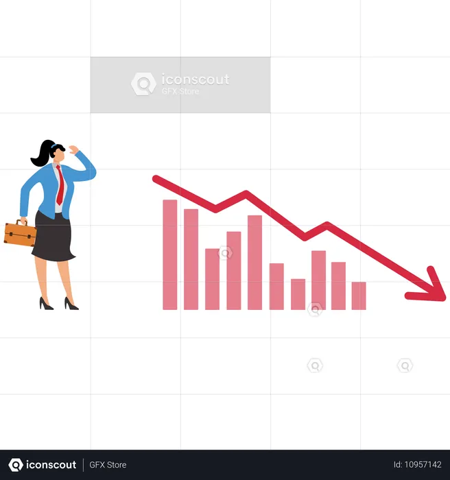 Une femme d'affaires confrontée à une situation économique difficile  Illustration