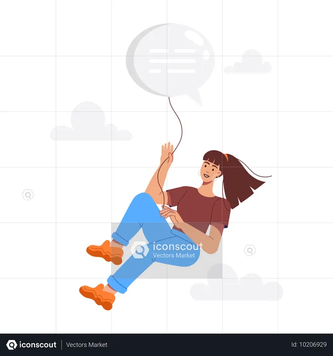 Femme d'affaires faisant de la communication cloud  Illustration