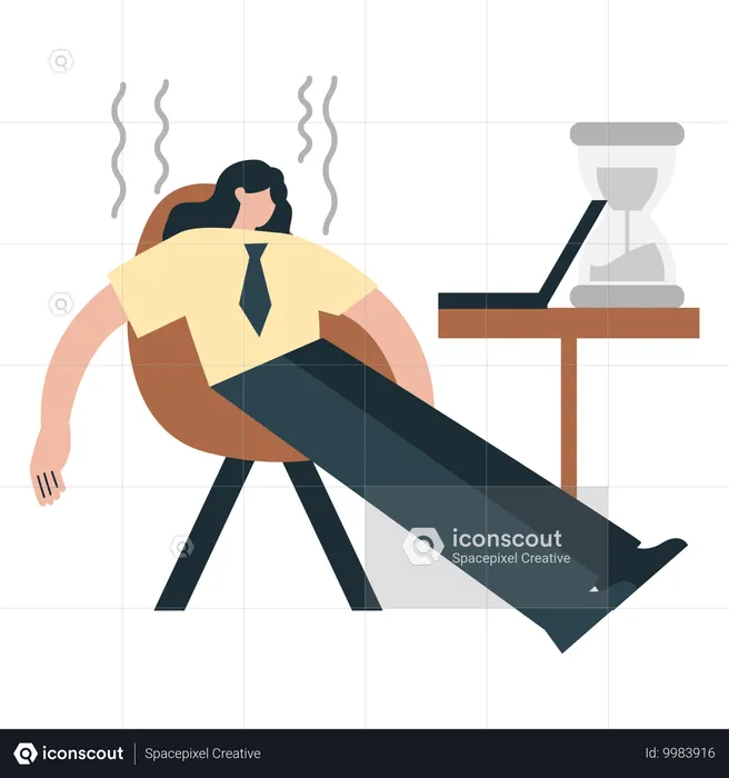 Femme d'affaires faisant des heures supplémentaires  Illustration