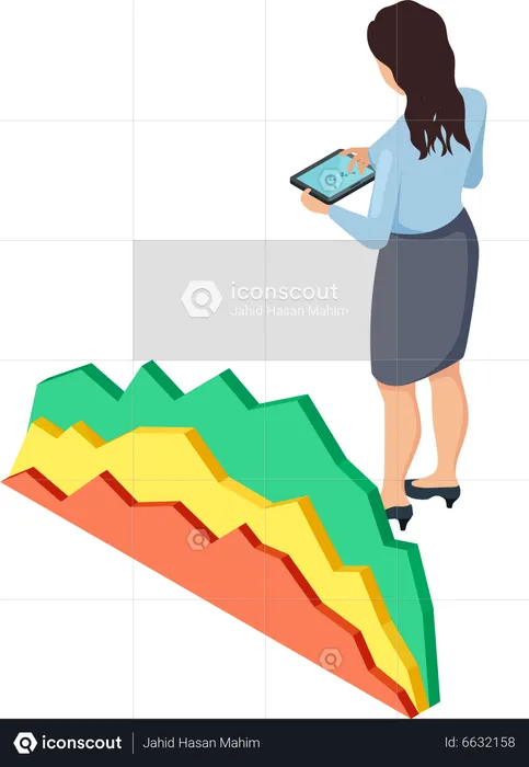 Femme d'affaires faisant une analyse financière  Illustration