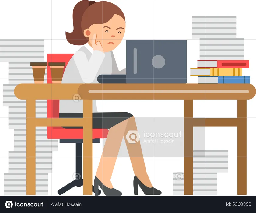 Femme d'affaires fatiguée au travail  Illustration