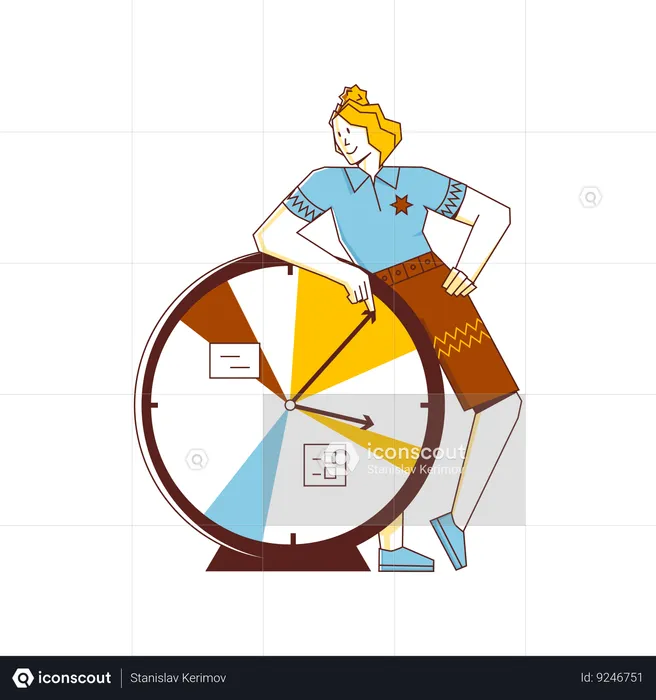 Femme d'affaires planifiant le temps selon l'horloge  Illustration