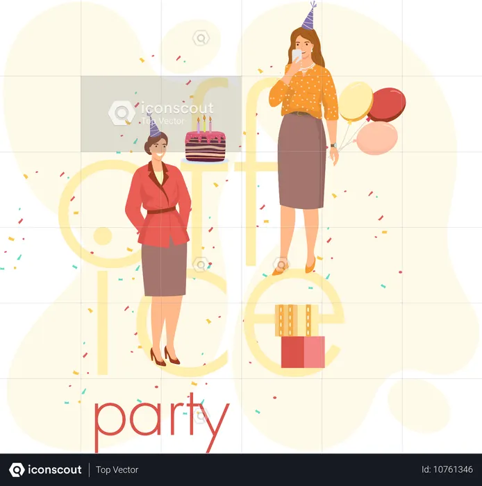 Femme d'affaires appréciant la fête de bureau  Illustration