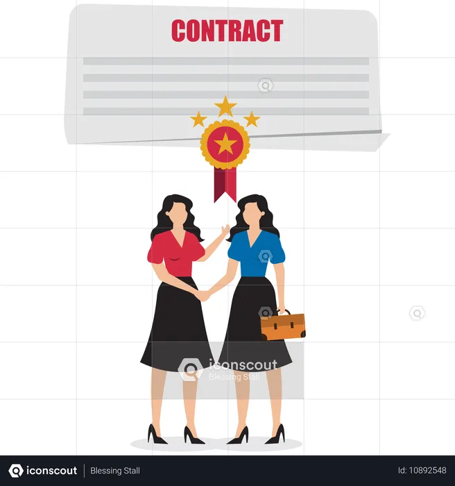 Femme d'affaires signant les détails du contrat  Illustration