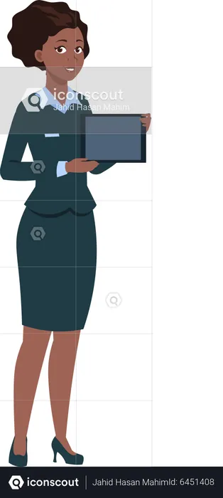 Femme affaires, tenue, tablette  Illustration