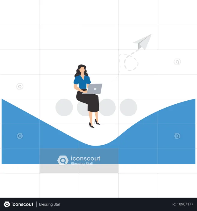 Femme d'affaires travaillant à distance  Illustration