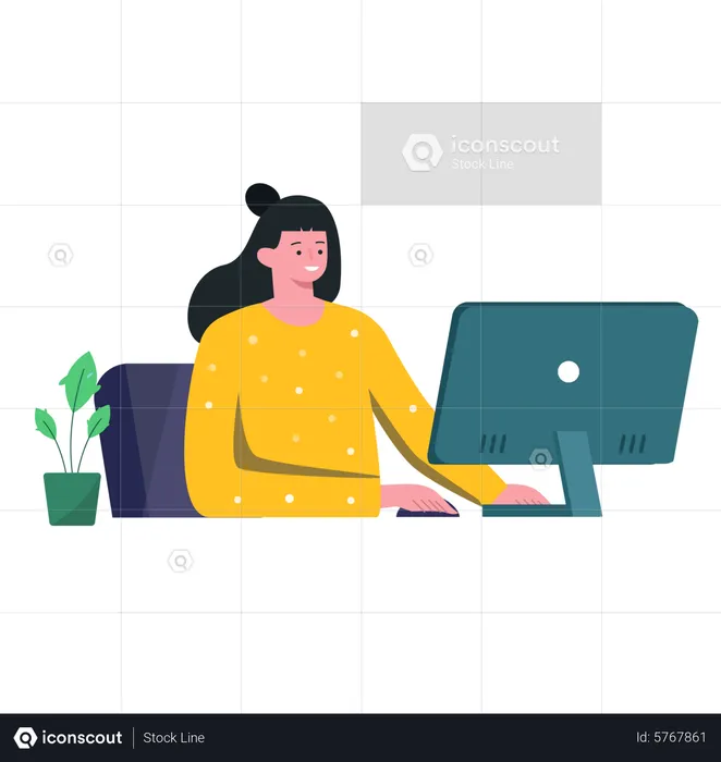 Femme d'affaires travaillant au bureau  Illustration