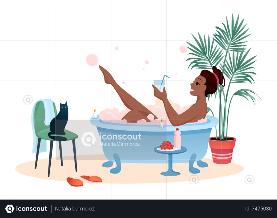 Femme dans la baignoire  Illustration