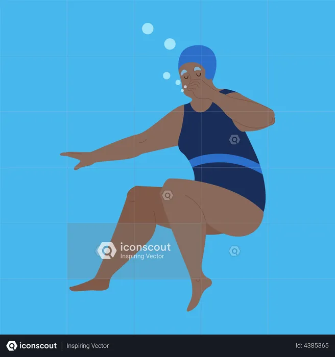 Femme dans la piscine  Illustration