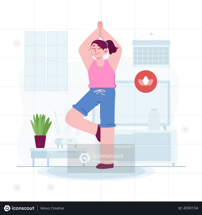 Femme en pose d'arbre  Illustration