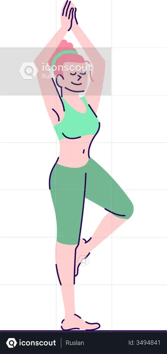 Position femme, dans, arbre, pose  Illustration